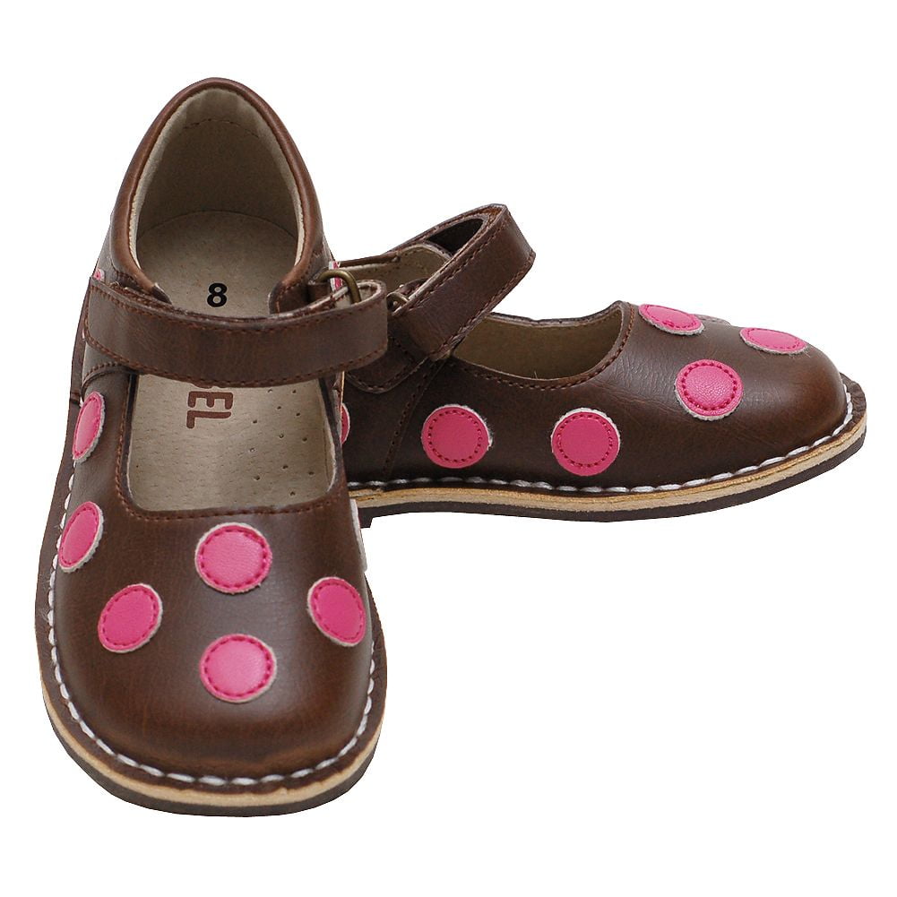 Sophias Style Brown Pink Polka Dot Mary Jane Shoes Girls