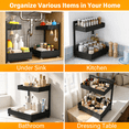 thumbnail image 5 of Eclaron 2-Pack Metal Under Sink Organizer, 2-Tier Pull-Out Cabinet Shelf with Adjustable Slide-Out Drawer for Kitchen and Bathroom, Black, 5 of 8