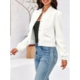 thumbnail image 4 of Long Sleeved Women Button Down Casual Crop Coat Bomber Jacket, 4 of 6