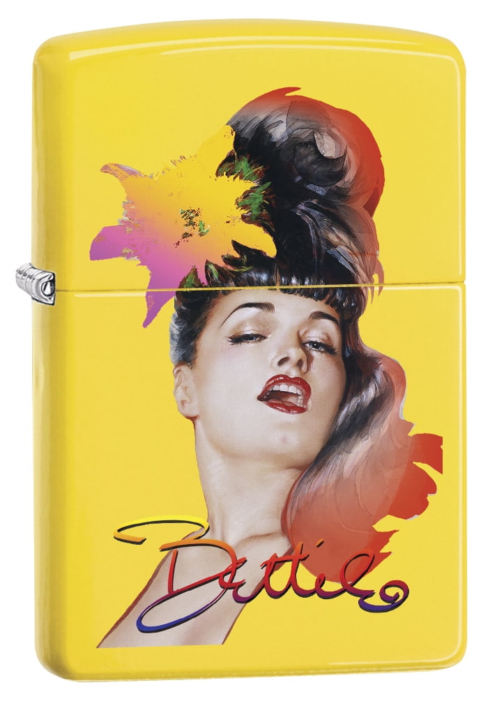 Zippo Lighter Bettie Page by Olivia Posing Lemon Matte 79377