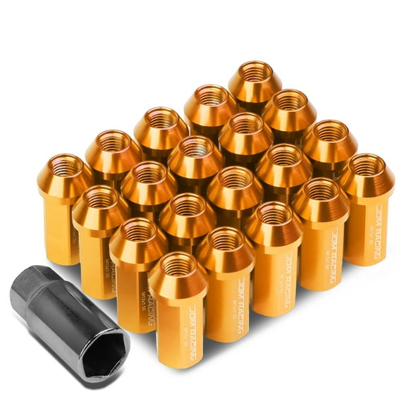 DNA Motoring Closed-End Aluminum Orange 20 Lug Nuts Set Adapter M12X1.5 25mm OD/50mm Tall