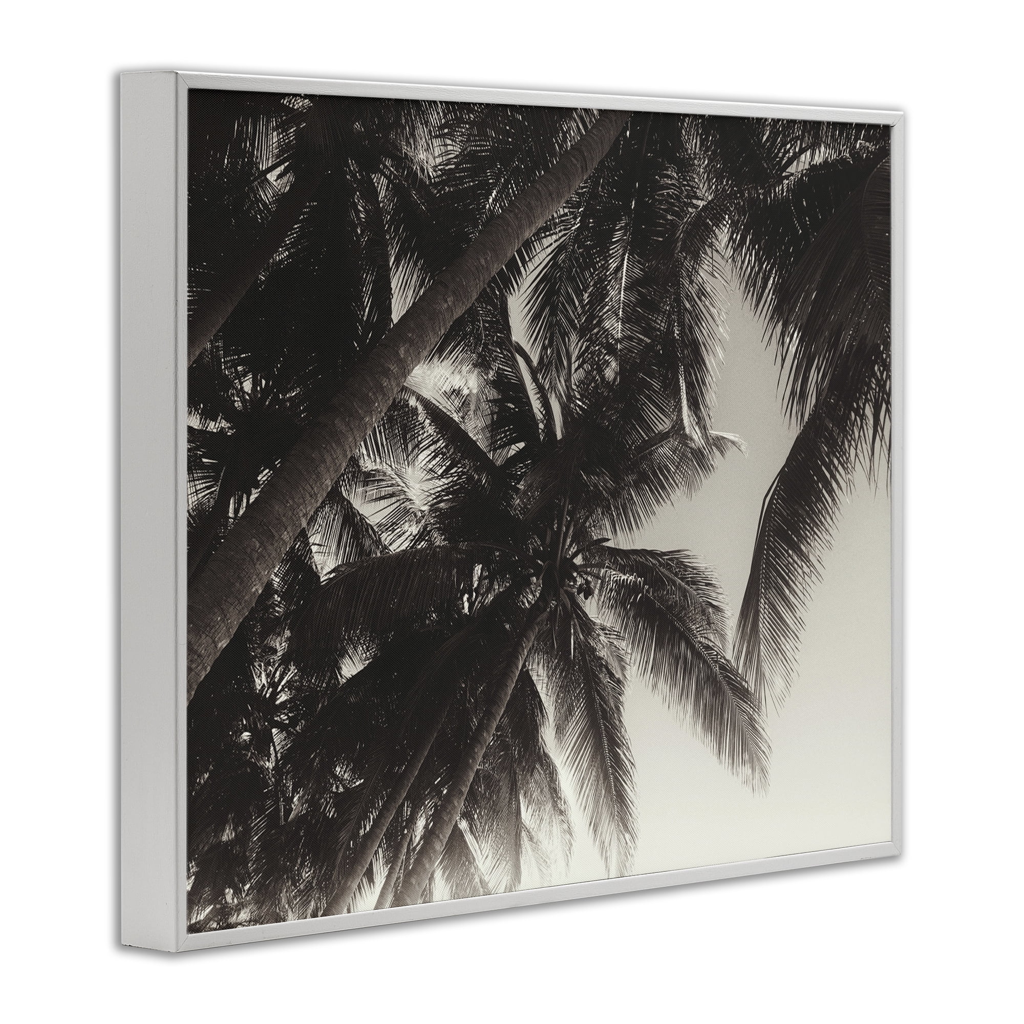 Stupell Industries Dark Palm Leaves Botanical & Floral Photography White Framed Art Print Wall Art, 14 x 11