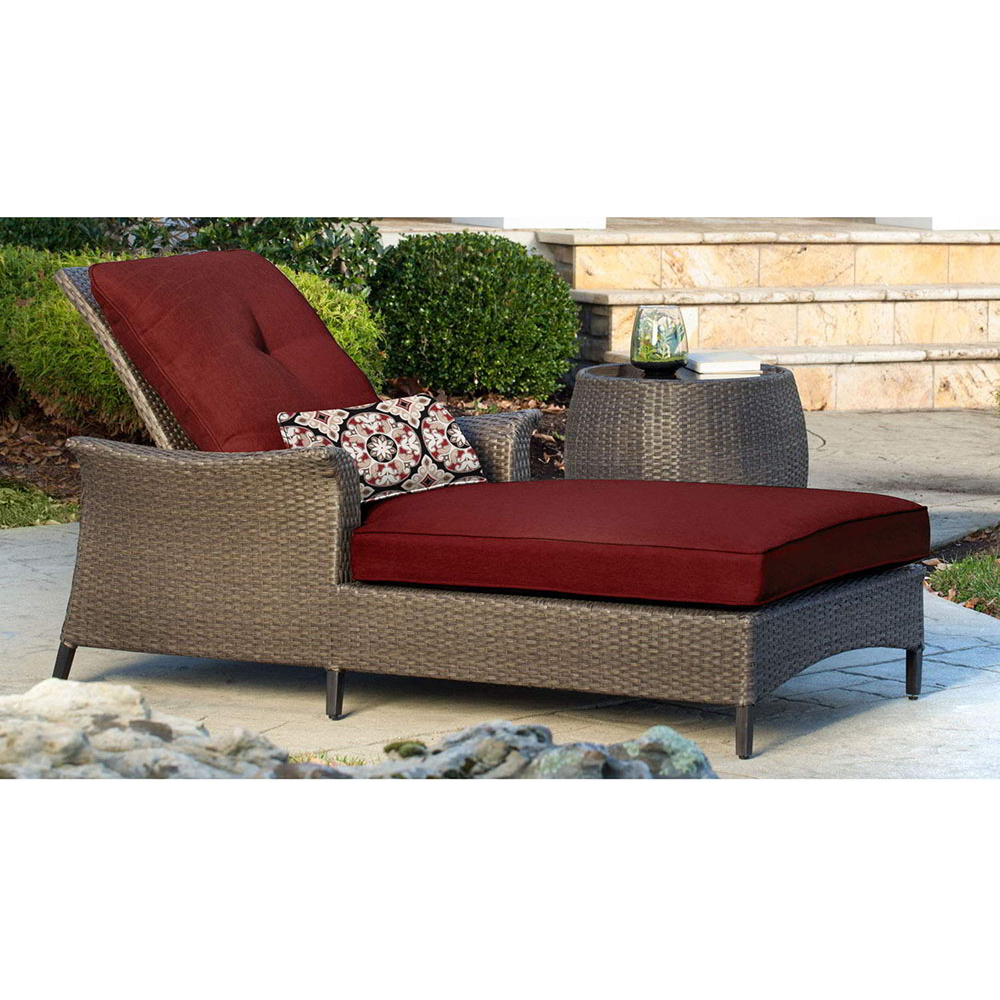 Hanover Gramercy Seating Set - Furniture set - 2-piece (side table, chaise lounge chair) - crimson red - image 5 of 8