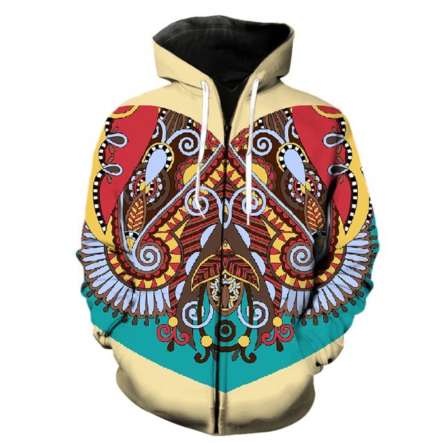 Sudadera con capucha y cremallera estilo nacional retro para hombre, ropa de calle informal de manga larga para adolescentes, gran oferta 2024, moda Harajuku genial