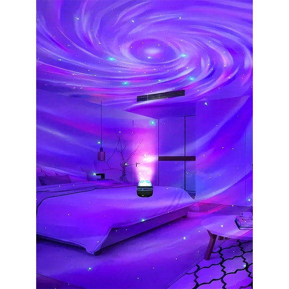 1pc USB Galaxy Swirl Projector Lamp LED Wave Ripple Projection Light 7 Color Changing Bedroom Night Light Projector For Home Theater Ceiling Party Dance Hall USB Powered With Remote Control