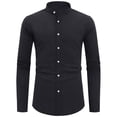 thumbnail image 7 of sogami Men's Long Sleeve Cotton Linen Shirts Band Collar Button Down Shirt, 7 of 7