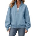 thumbnail image 7 of Hoodies for Women Half Zip Drawstring Solid Color Long Sleeve Pullover Hooded Sweatshirt Winter Casual Sport Tops, 7 of 7