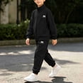 thumbnail image 5 of Boys Full-Zip Tracksuit 2-Piece Set Black Hoodie Jogger Pants Athletic Sportswear,Size 7-8 T, 5 of 9