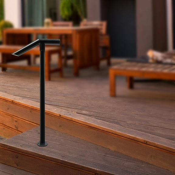 For 1-2 Steps Stair Rail Railing Iron Handrail Kit Outdoor Garden Porch Post Black  Load-Bearing Capacity 220 lbs for Porches, Balconies, Gardens