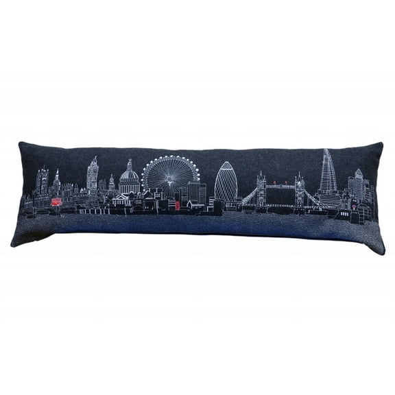 45" Black and White London Nighttime Skyline Lumbar Decorative Pillow
