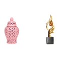 thumbnail image 1 of Jarrón de con tapa y estatua abstracta de resina, adorno decorativo para arreglos florales y mesa de centro de oficina., 1 of 8