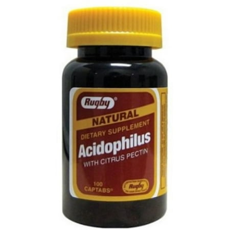 - Rugby Natural Acidophilus Dietary Supplement Captabs With Citrus Peptin 100 ea