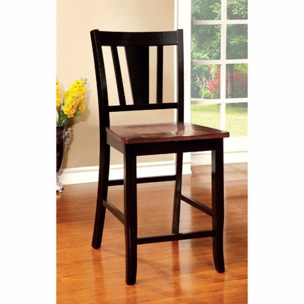 Transitional Counter Height Chair With Wooden Seat, Set Of 2 Walmart