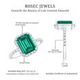 thumbnail image 6 of Rosec Jewels Lab Grown Emerald Engagement Ring with Halo - Emerald Cut Emerald Ring with Diamond (AAAA Quality Certified), 18K White Gold, US 11.00, 6 of 7