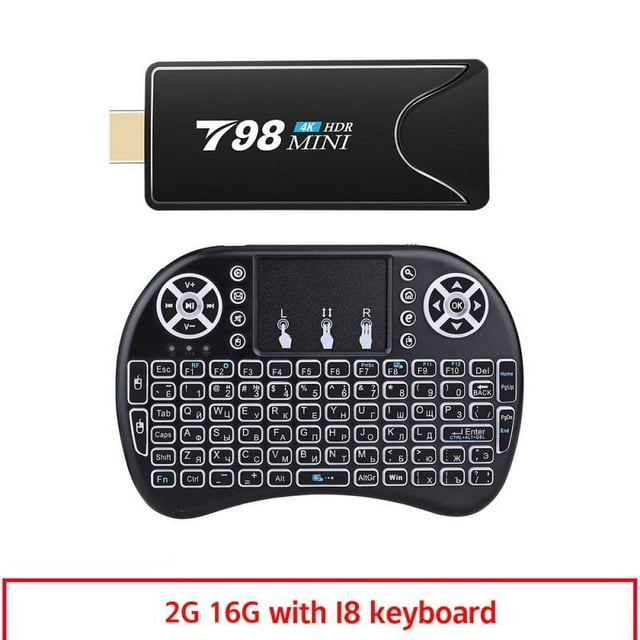 Mini Tv Stick Box Tv T98 Mini Tvbox Rk3318 Android10.0 Lecteur Multimédia Récepteur Tv 2+16g 2+16G_prise Australienne+clavier I8