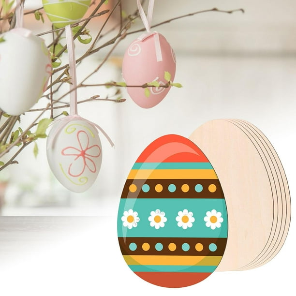 24 Figuras De Madera Para Pintar – Huevos De Pascua Colgantes, Manualidades DIY Para Niños, Decoración De Pascua Sin Terminar