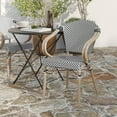 thumbnail image 3 of Merrick Lane Stacking Thonet French Bistro Style Chair with Arms, Black & White Textilene Seat, and LT NAT Bamboo Finished Metal Frame for Indoor/Outdoor Use, 3 of 15