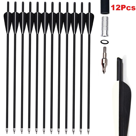 EROCK 12Pcs 20-inch Carbon Crossbow Bolts Replaceable OD8.8mm For Archery Hunting