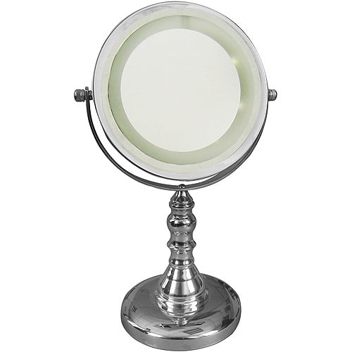 Freestanding Bath Magnifying Makeup Mirror with LED light