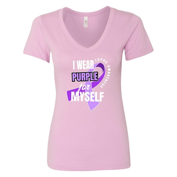 Inktastic I Wear Purple for Myself Lupus Awareness Women's V-Neck T-Shirt