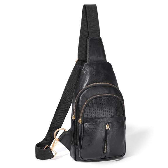 SUOSDEY Small Sling Bag for Women,Black Crossbody Sling Bag Anti Theft Chest Bag for Shopping Travel