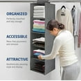 thumbnail image 4 of 5 Section Hanging Closet Organizer, Heavy Duty Hanging Shelves for Clothes Bags Shoes Toys, Foldable (Grey), 4 of 6