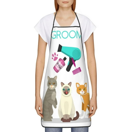 

Goofa Bib Apron Unisex Aprons Adjustable Waterdrop Resistant Cooking Kitchen Apron for Chef Pet Care Grooming Pattern Apron Bulk