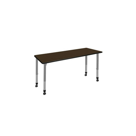 Regency Kee 72 x 30 in. Height Adjustable Mobile Classroom Activity Table- Neo Walnut Top & Grey Base