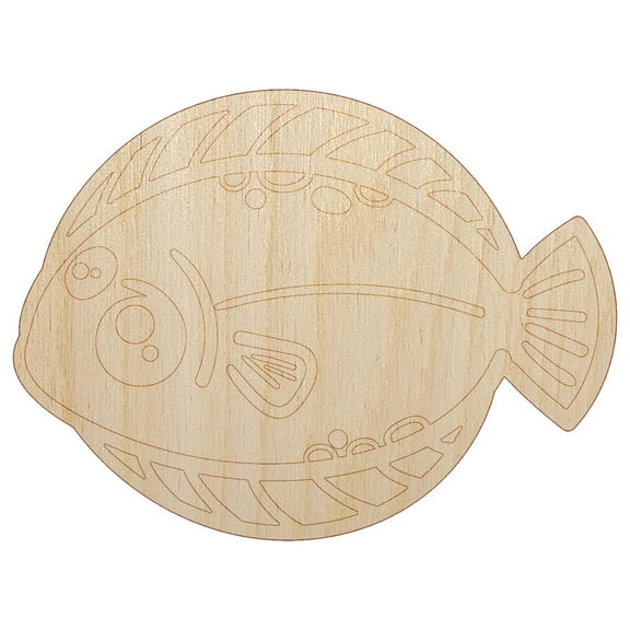 Kawaii Dab Fish Wood Shape Unfinished Piece Cutout Craft DIY Projects - 4.70 Inch Size - 1/8 Inch Thick