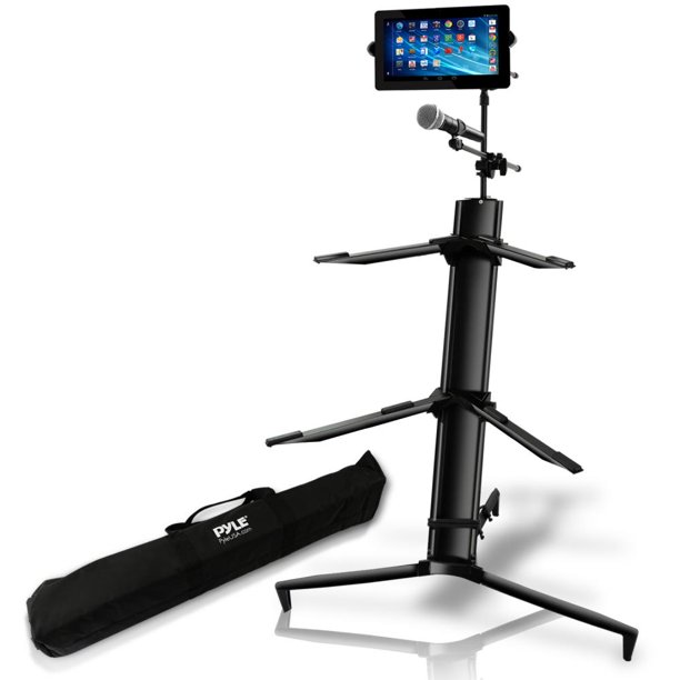 Pyle PKS75 Dual Tier Keyboard/Piano Stand with Microphone & Tablet