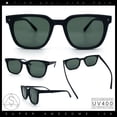 thumbnail image 2 of Hipster Vintage Style Plastic Rectangle Horn Rim Fashion Sunglasses [Matte Black - Green], 2 of 8