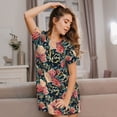 thumbnail image 3 of Rateoe Rose Flowers Print Women’s Nightdress – Cozy Cotton Short-sleeved Sleep Shirt, Loose-Fit Sleepwear, Perfect for Relaxing and Sleeping, 3 of 6