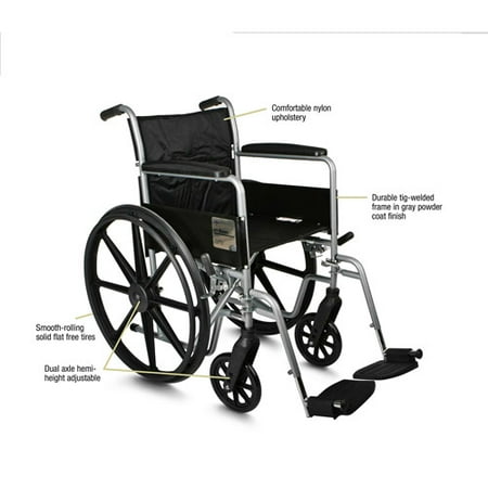 Medline K4 Basic 18" Wheelchair, Elevating Legrests, Desk Length Arms