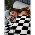 thumbnail image 3 of Simple Black White Checkered Twim Size Flat Sheet, Wrinkleproof & Fadeproof Cooling Flat Bed Sheet Only, Lattice Buffalo Plaid Breathable Soft Bedding Top Sheets 66 x 96 Inches, 3 of 8