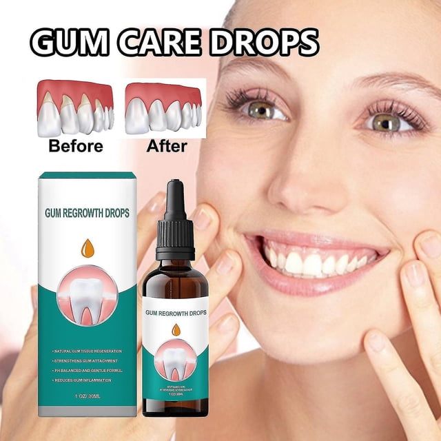 Gum Restore Drops, Instant Gum Repair Treatment Liquid Mouthwash, Gentle Gum Regrowth Drops Restore Gum Health Remove Stains