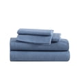 thumbnail image 2 of Eddie Bauer Solid Blue Cotton Flannel Queen Sheet Set, 2 of 8