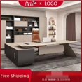 thumbnail image 2 of Designer Vanity Office Desk L Shaped Reception High Quality Boss Computer Desk Organizer Unique Mesa Escritorio Office Furniture My Lux Decor Round, 2 of 9