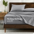 thumbnail image 4 of Bare Home Organic Percale Sheet Set - 300 Thread Count - 100% Organic Cotton - Queen, Light Gray, 4 of 7
