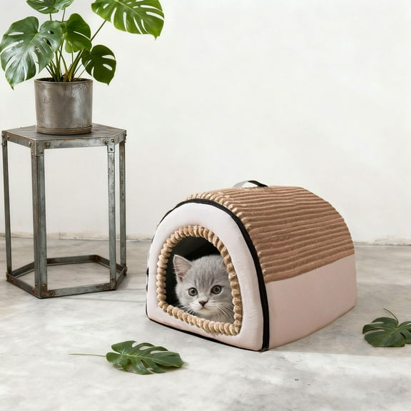 Cat Houses for Outdoor Cats Insulated, Waterproof Foldable Cat House, Feral Cat Shelter with Cushion, Winter Thermal Detachable Dog Kennel for Cats Dogs