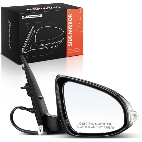 A-Premium Passenger Side Power Door Mirror - Compatible with Toyota Corolla 2014 2015 2016 2017 2018 2019 - Heated Manual Folding Black Outside Rear View Mirror with Turn Signal - Replace# 8791002G10