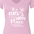 thumbnail image 4 of Inktastic Spring Break the Beach is My Happy Place Women's V-Neck T-Shirt, 4 of 5