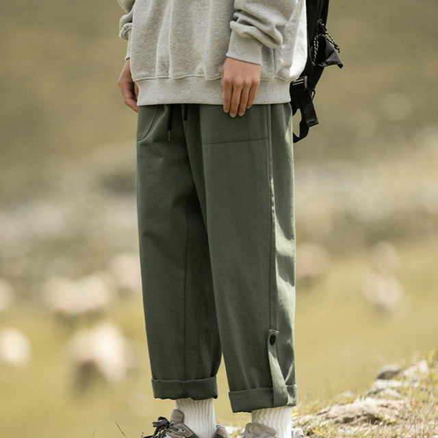 Pantalones de trabajo rectos de tubo para hombre, holgados, con cremallera y bolsillo, estilo retro, informales, largos