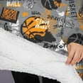 thumbnail image 3 of Oversized Wearable Blanket Hoodie,Gray Background Basketball Elements Pattern Sherpa Blanket Hoodie with Super Pockets,Super Warm Fuzzy Pullover for Women & Men, 3 of 6
