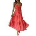 thumbnail image 3 of Gupgi Robe Longue Plissée pour Femmes à Bretelles Spaghetti, Décolleté Plongeant, Robes Fluides, Robe de Plage, 3 of 8