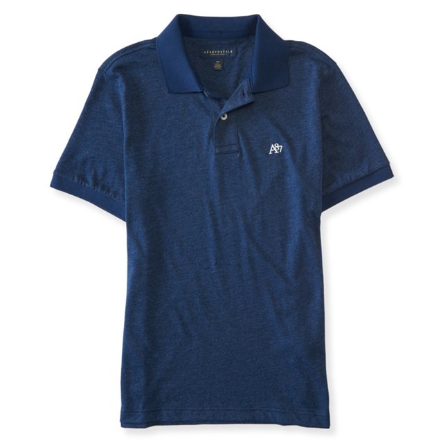 Aeropostale A87 Heathered Rugby Polo para hombre, azul, pequeño Aeropostale polo, rugbi