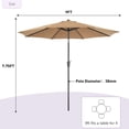 thumbnail image 2 of Gianna 9FT Outdoor Patio Umbrella Market Table Polyester Fabric Canopy with Push Button Tilt & Crank Iron Frame 8 Ribs UV Protection Waterproof, 2 of 7
