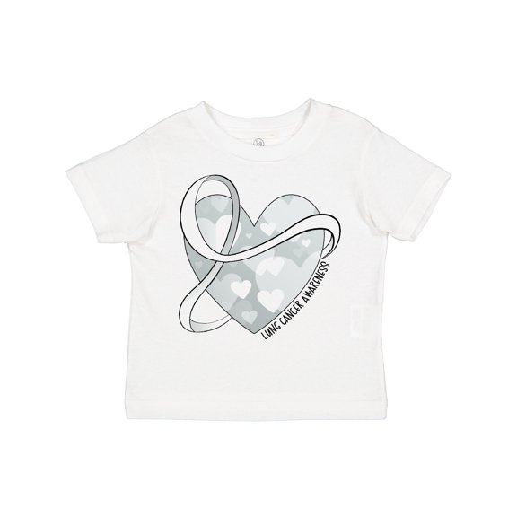 Inktastic Lung Cancer Awareness White Ribbon Around Heart Boys or Girls Toddler T-Shirt