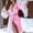 Pink, variant on Lindreshi Bath Robes Female Women Sexy Silk Kimono Dressing Lace Lingerie Belt Bath Robe Nightwear