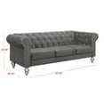thumbnail image 5 of Home Design Emma Contemporary Cushion Velvet Rolled Arm Chesterfield Sofa, Adult, Black, 5 of 5