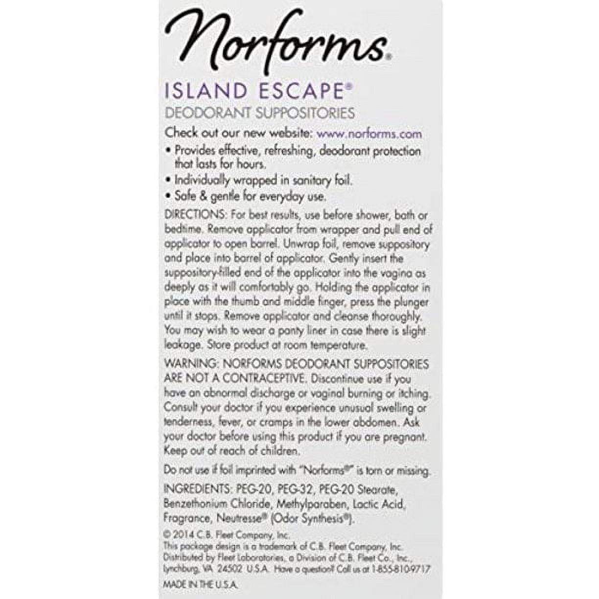5 Pack - Norforms Suppositories Island Escape 12 Each